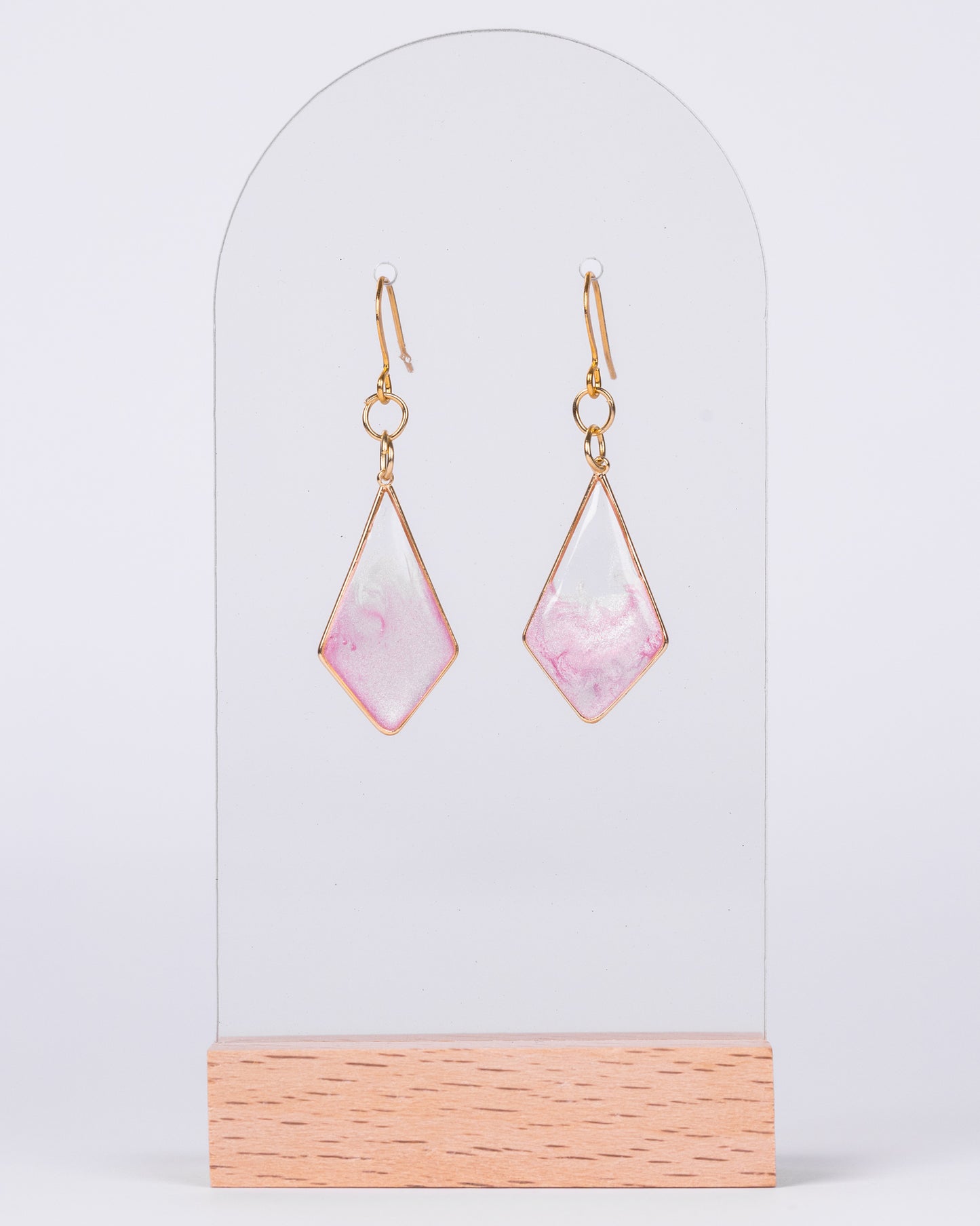Handmade Gold-Plated pink and clear Diamond Earrings - Earrings - VJ Designs