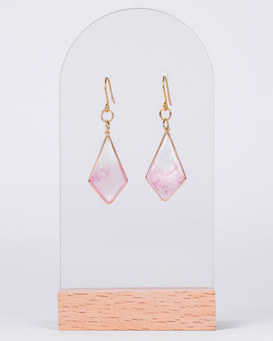 Handmade Gold-Plated pink and clear Diamond Earrings - Earrings - VJ Designs
