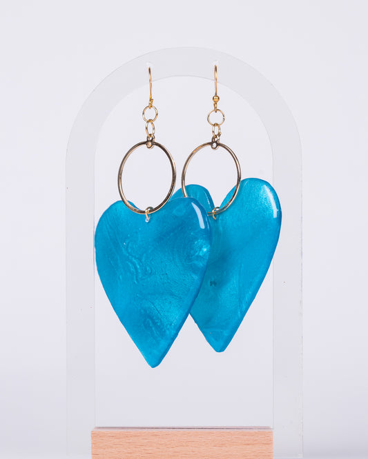 Ocean heart-shaped handmade earrings - Earrings - VJ Designs