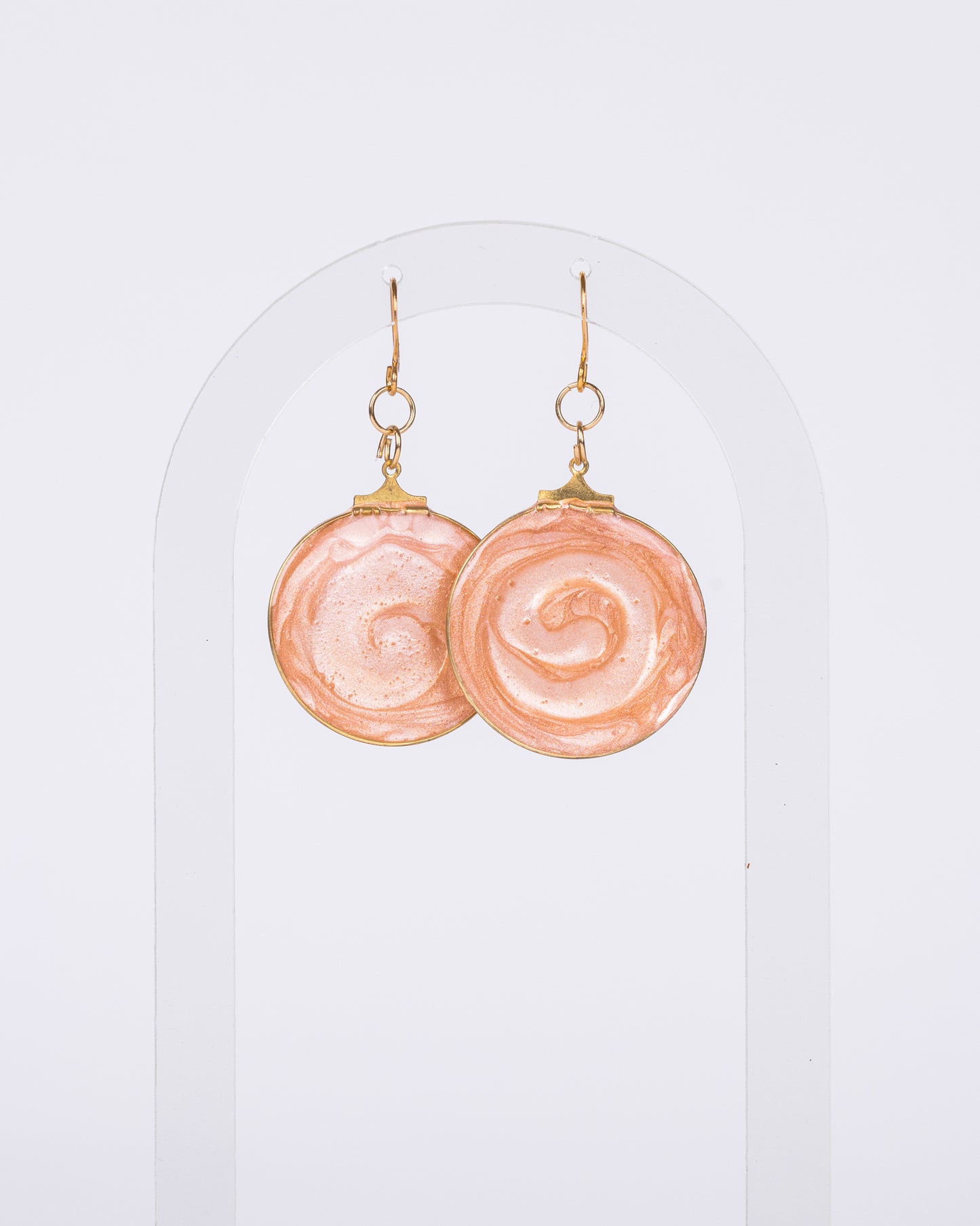 Personalised gold-plated round beige earrings - Earrings - VJ Designs
