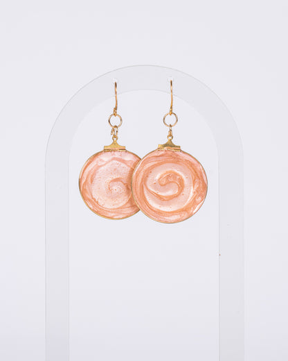 Personalised gold-plated round beige earrings - Earrings - VJ Designs