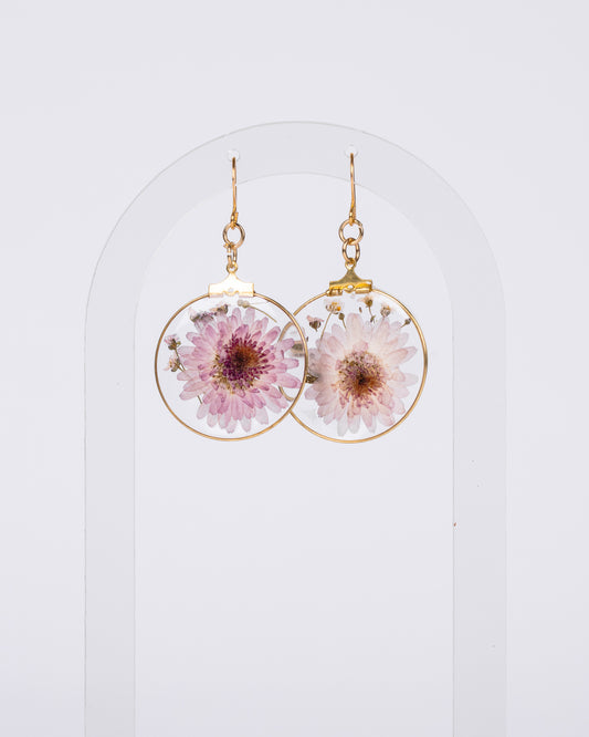 Handmade gold-plated purple daisy earrings - Earrings - VJ Designs