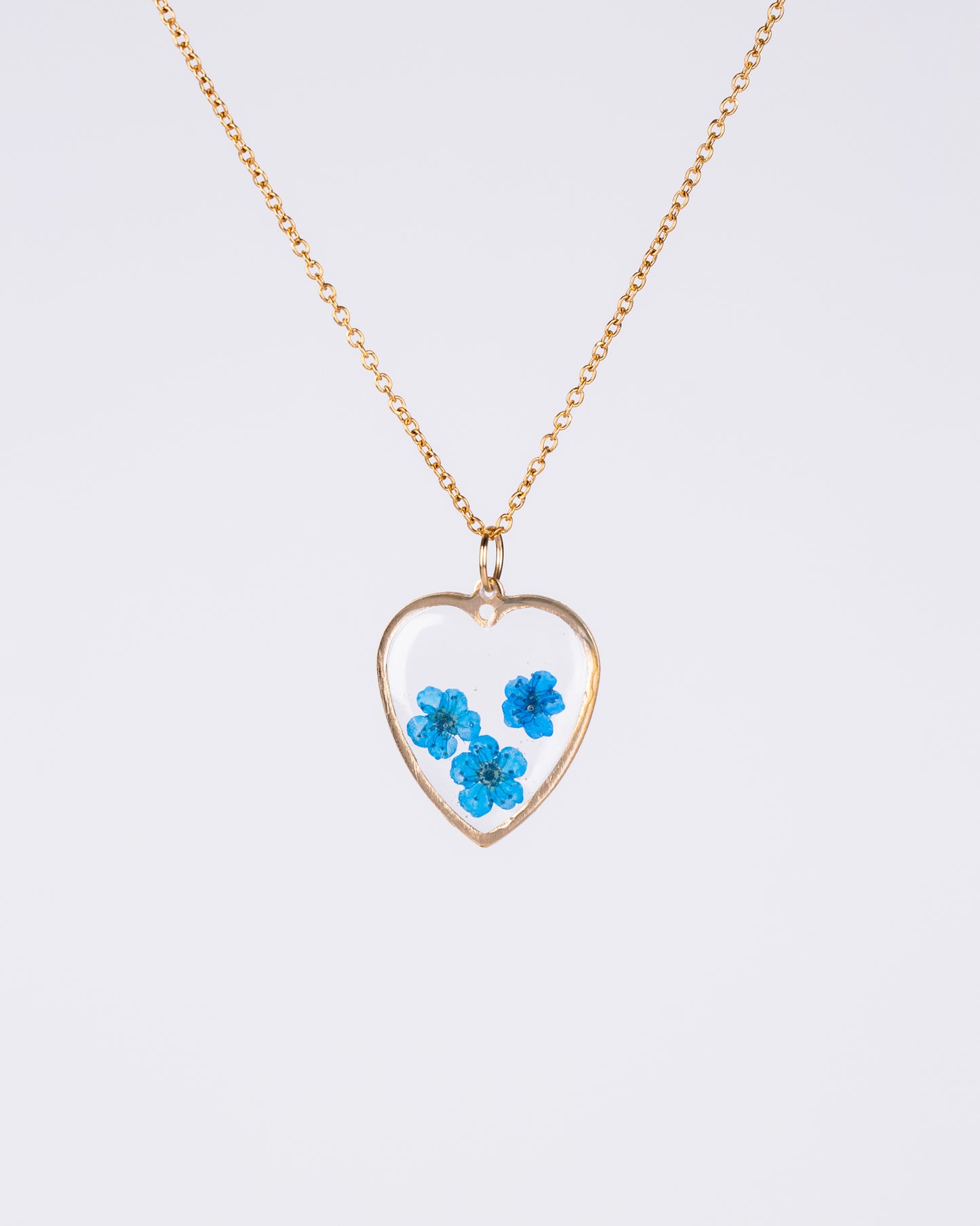 Personalised gold-plated Blue flowers jewellery set - Necklace - VJ Designs