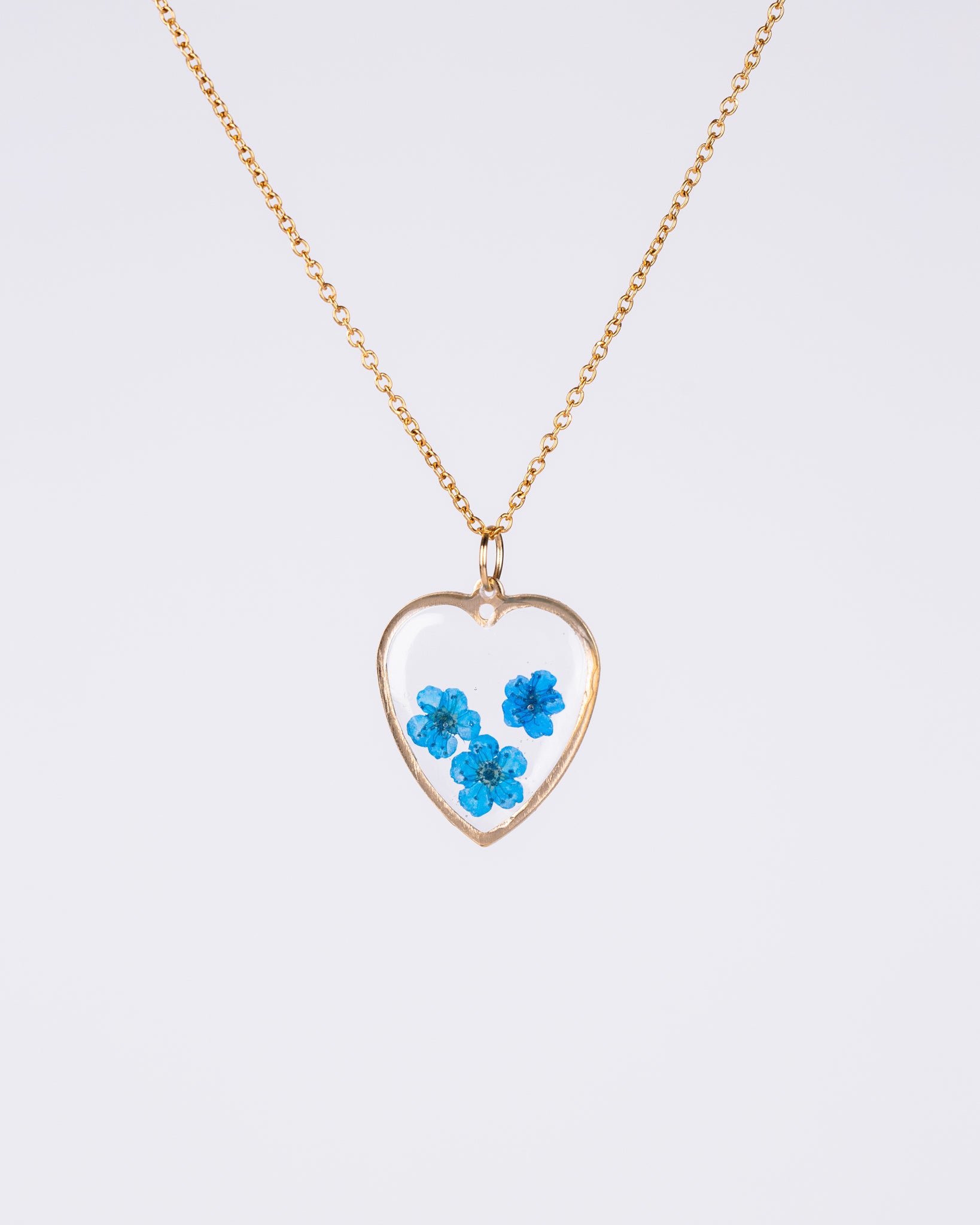 Personalised gold-plated Blue flowers jewellery set - Necklace - VJ Designs