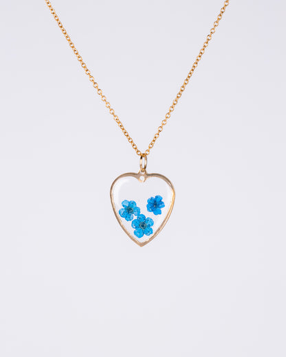 Personalised gold-plated Blue flowers jewellery set - Necklace - VJ Designs