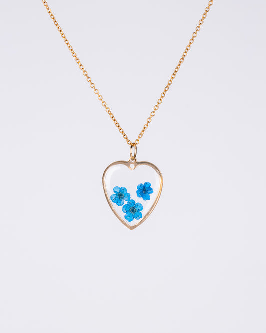Personalised gold-plated Blue flowers jewellery set - Necklace - VJ Designs