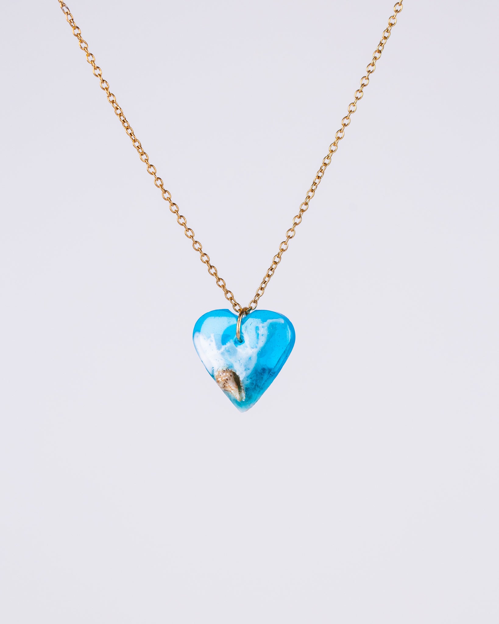 Personalised Gold-Plated Heart Necklace – Ocean Resin Design - Necklace - VJ Designs
