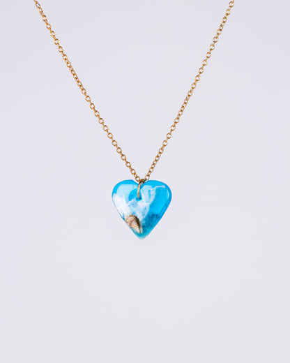 Personalised Gold-Plated Heart Necklace – Ocean Resin Design - Necklace - VJ Designs