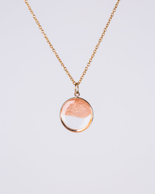 Personalised gold-plated beige and clear necklace - Necklace - VJ Designs