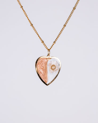 Personalised gold-plated beige heart-shaped jewelery set - Earrings - VJ Designs