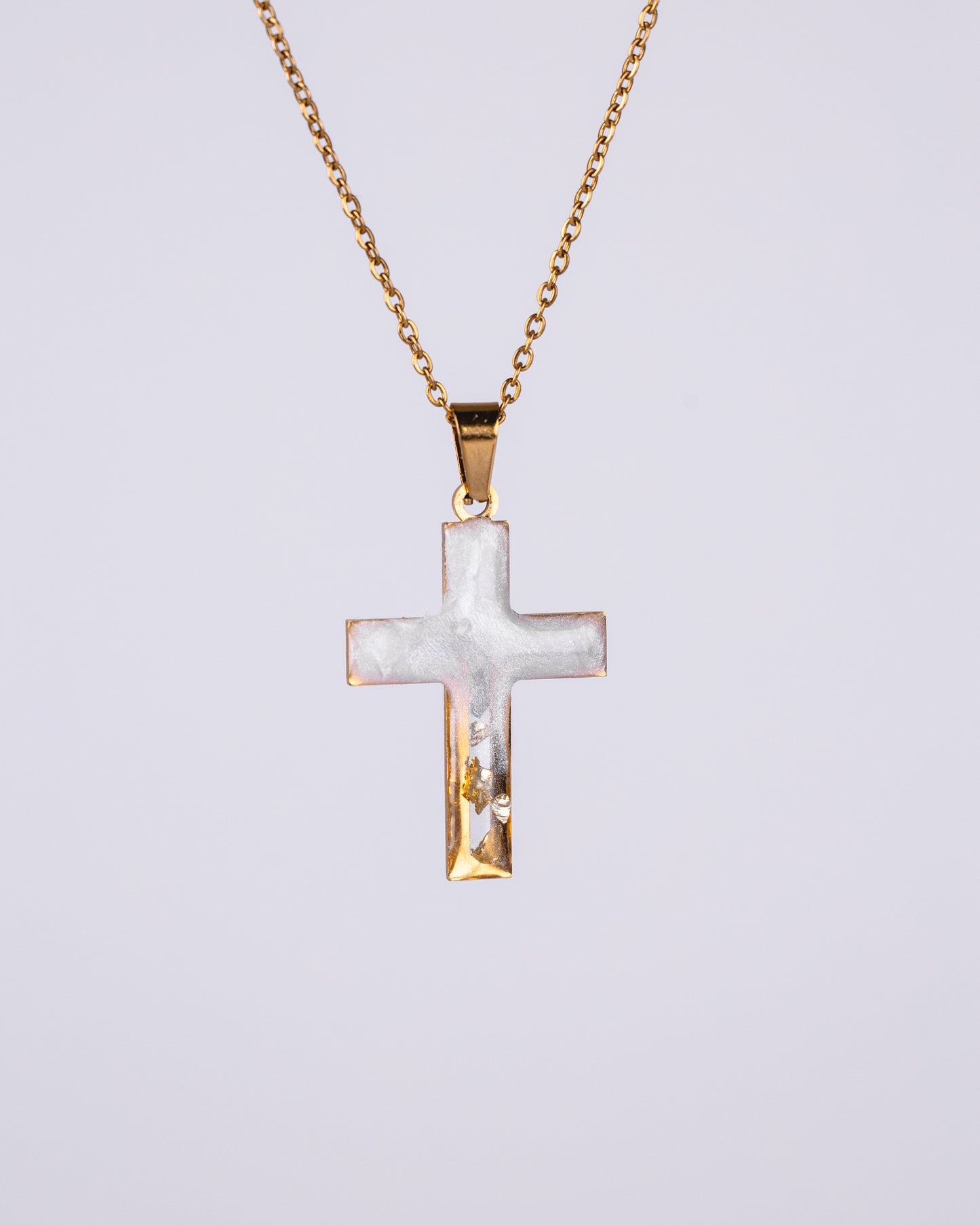 Gold-plated white and clear cross necklace - Jewellery set - VJ Designs
