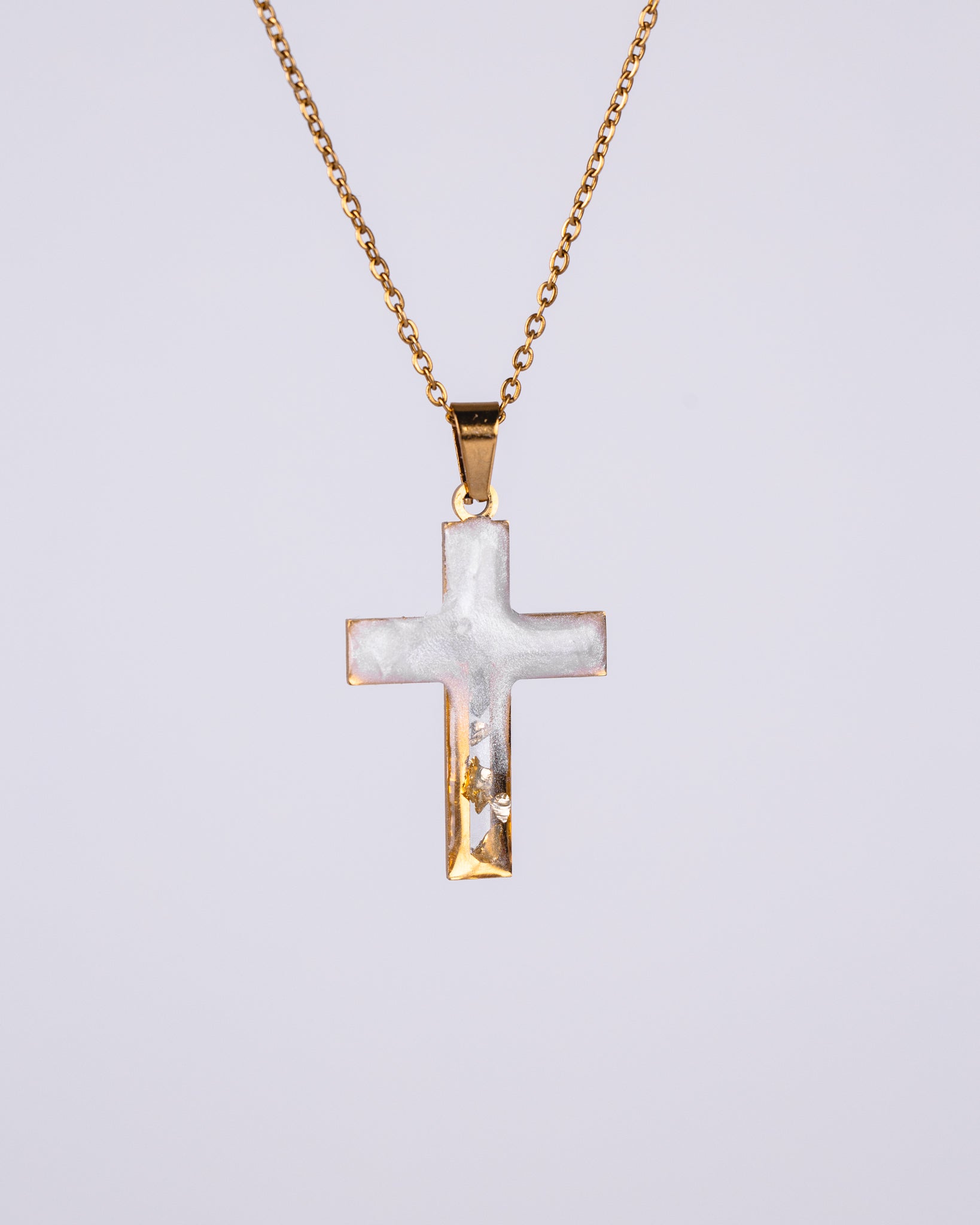 Gold-plated white and clear cross necklace - Jewellery set - VJ Designs