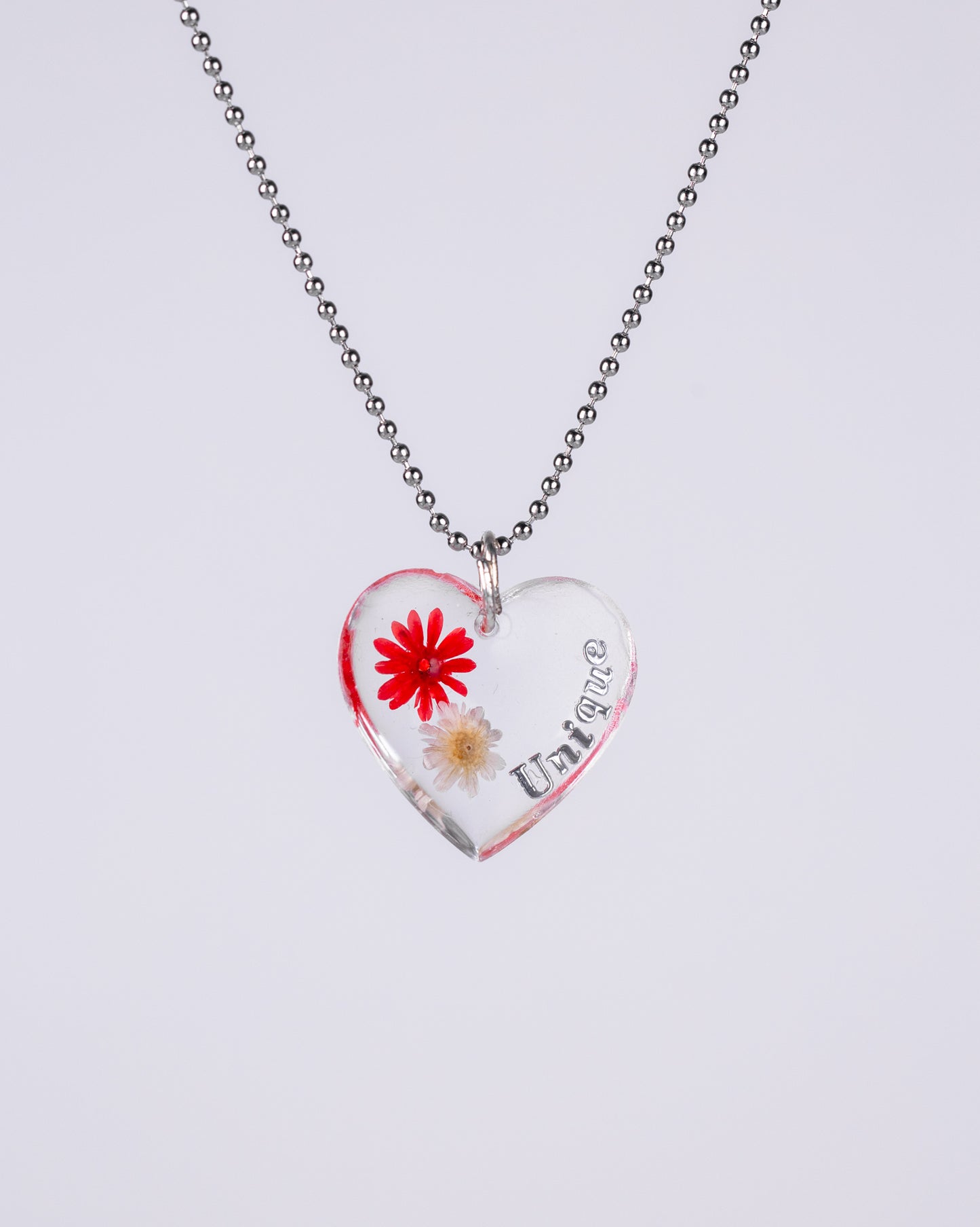 Personalised heart-shaped necklace with beautful red flowers - Necklace - VJ Designs