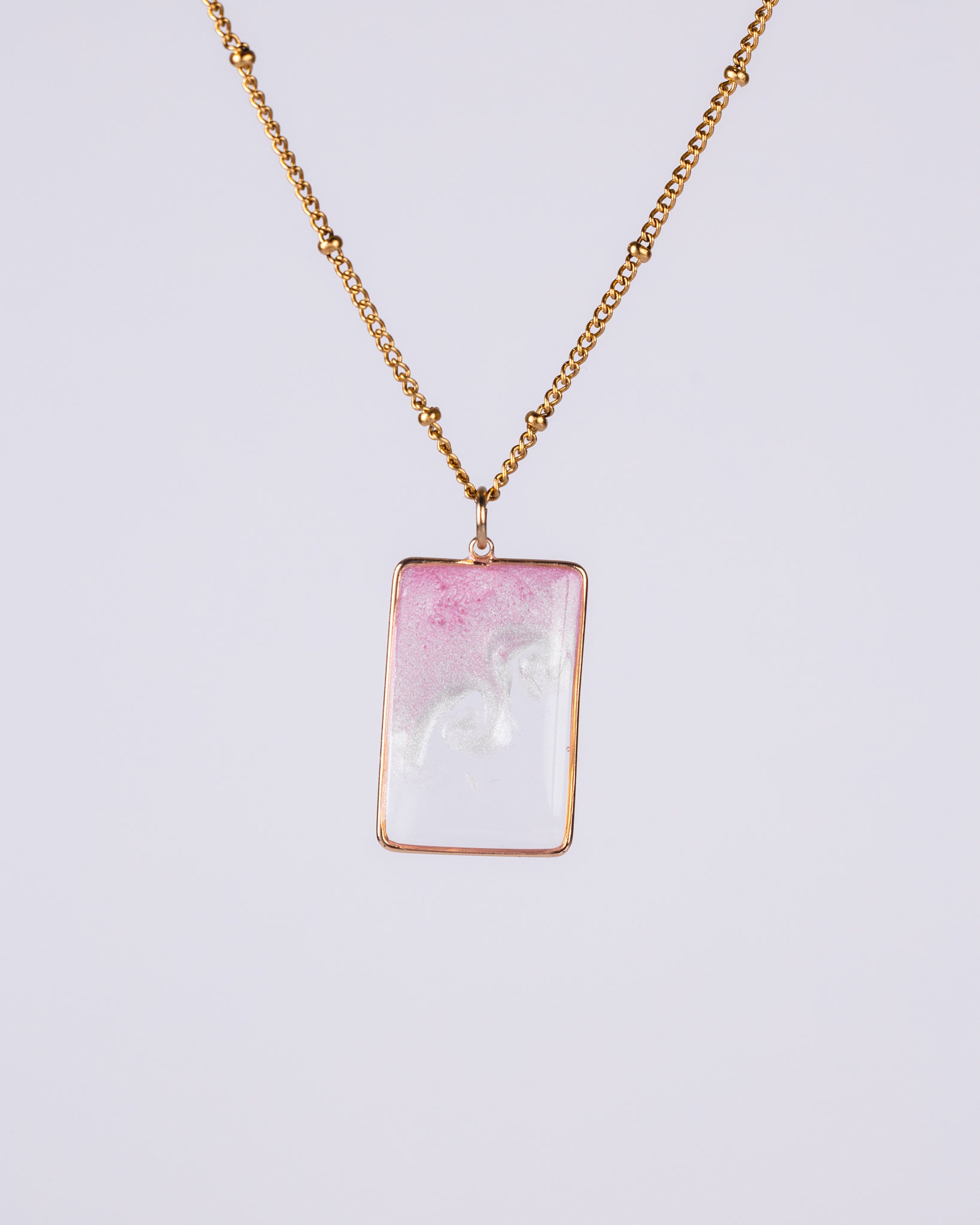 Personalised gold-plated Pink and clear necklace - Necklace - VJ Designs