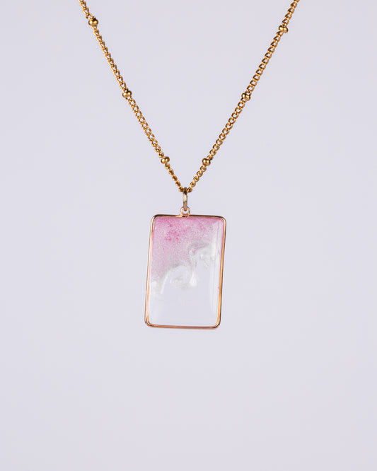 Personalised gold-plated Pink and clear necklace - Necklace - VJ Designs
