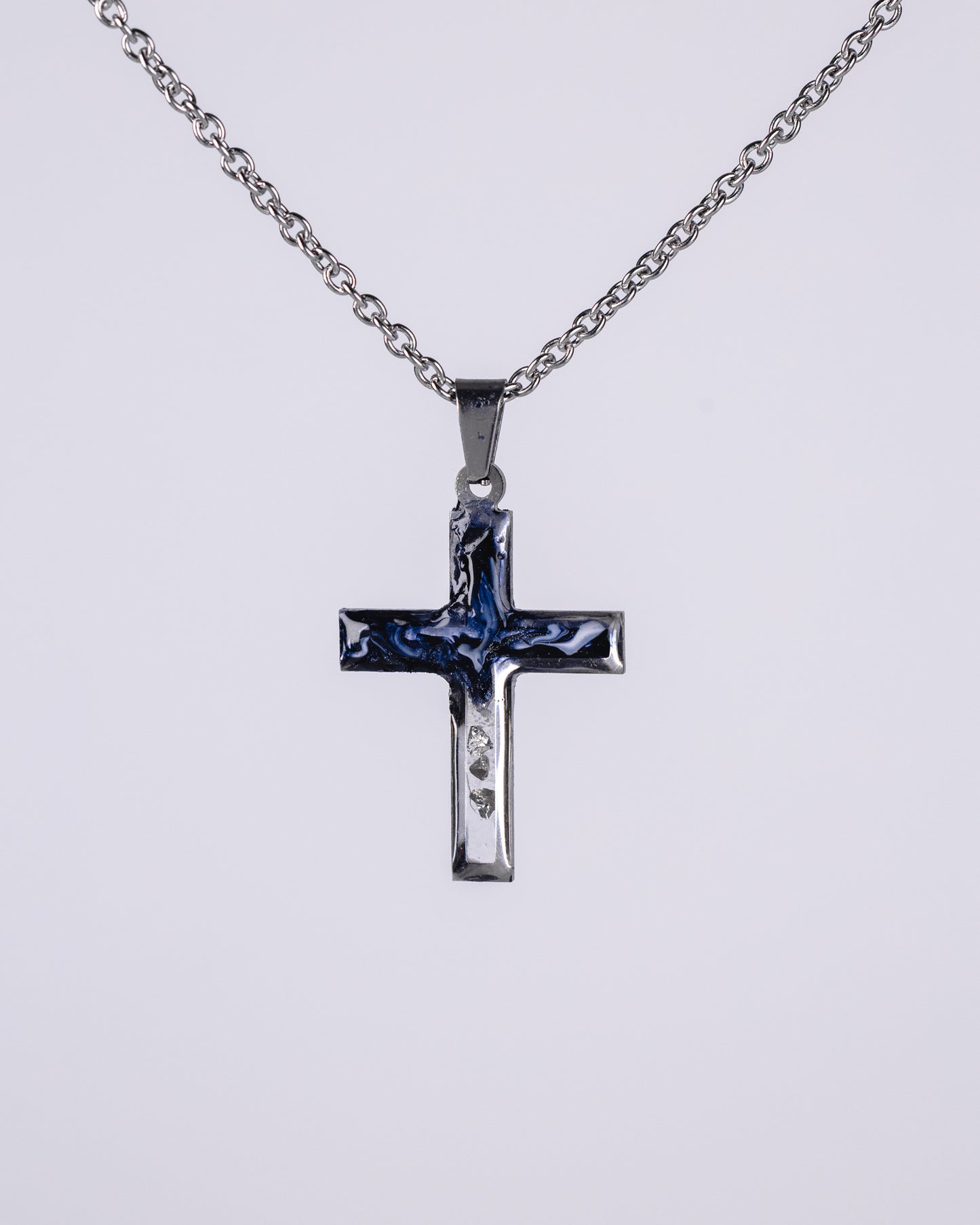 Black and white stainless steal cross necklace for men - Necklace - VJ Designs