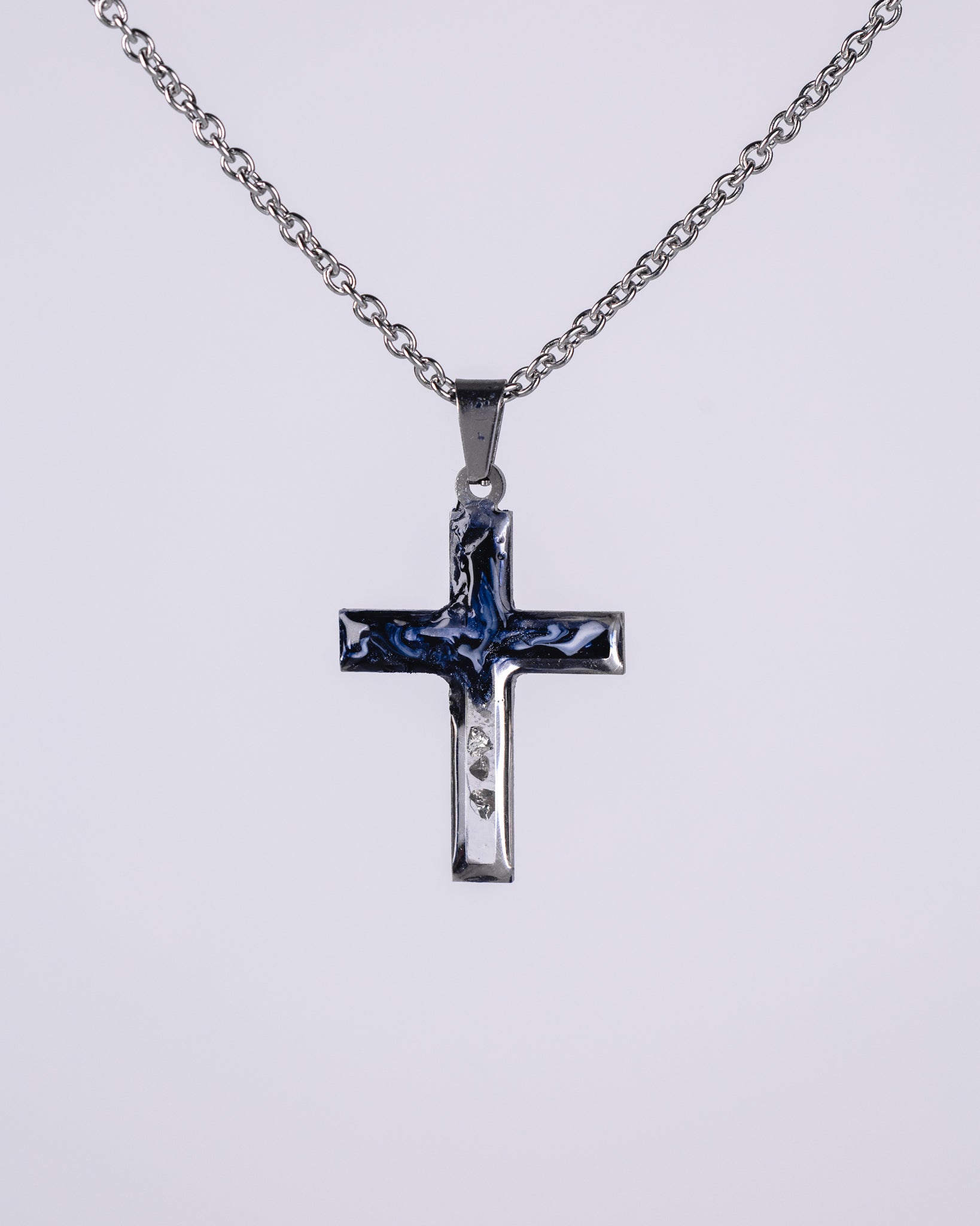 Black and white stainless steal cross necklace for men - Necklace - VJ Designs
