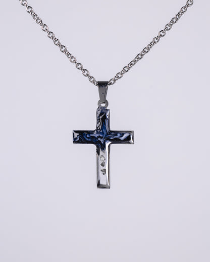 Black and white stainless steal cross necklace for men - Necklace - VJ Designs