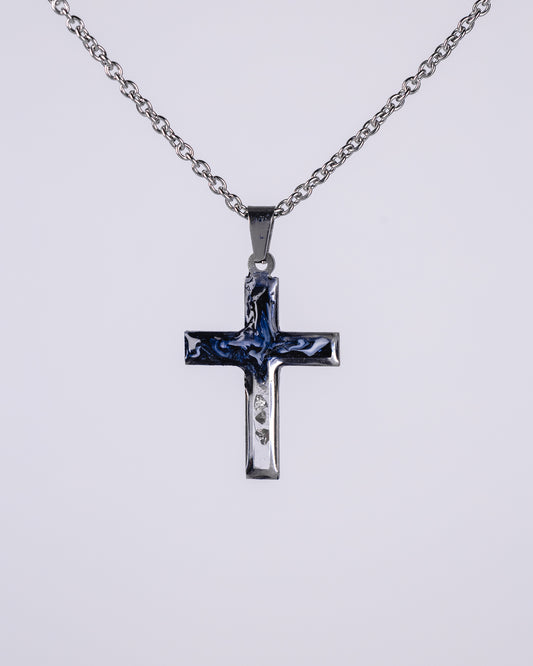 Black and white stainless steal cross necklace for men - Necklace - VJ Designs