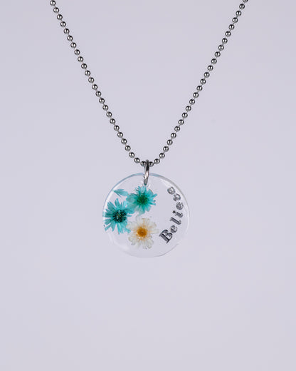 Personalised Gold-Plated Resin Necklace with Real Dried Flowers - VJ Designs