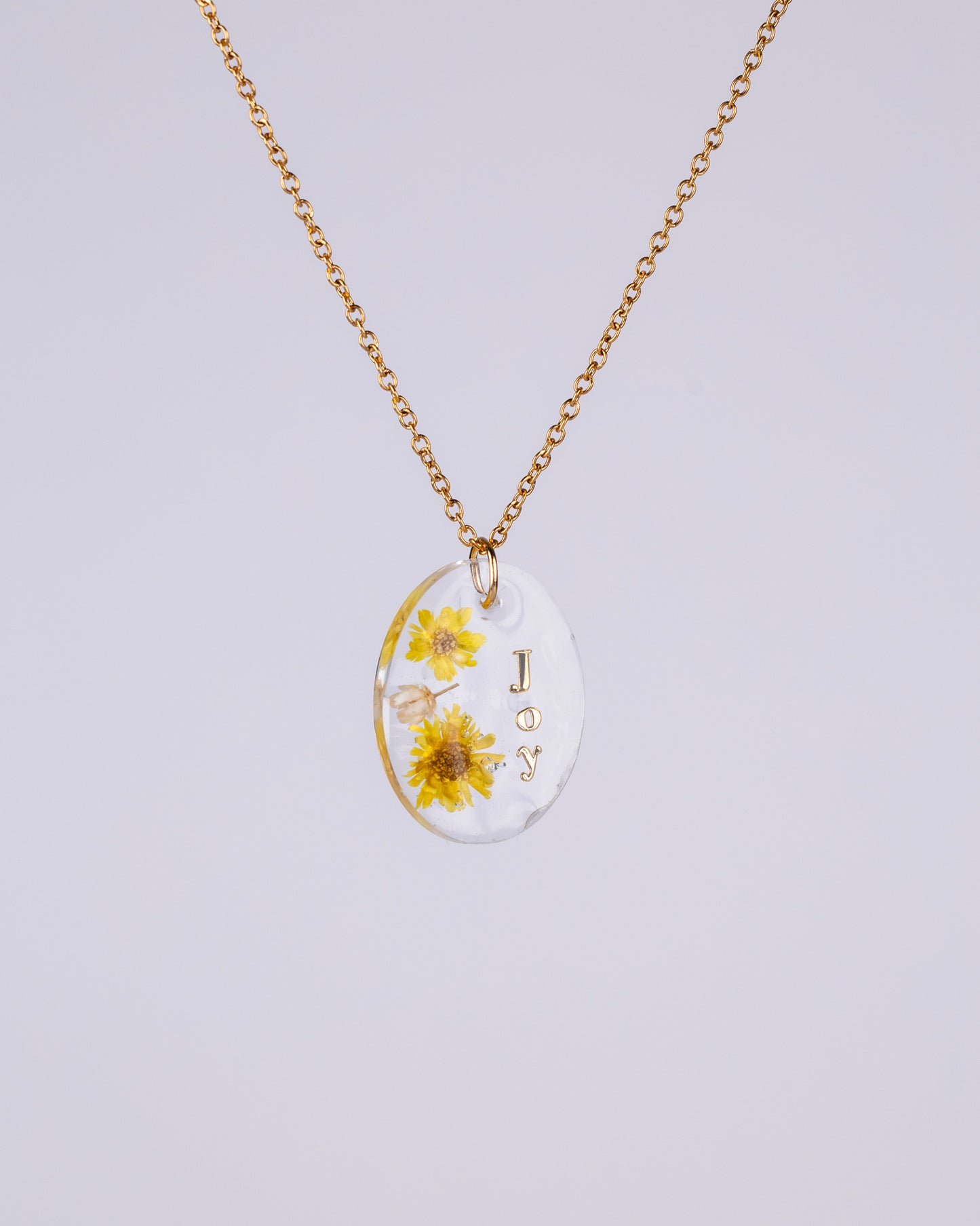 Personalised Gold-Plated “Joy” Necklace with Real Flowers - Necklace - VJ Designs