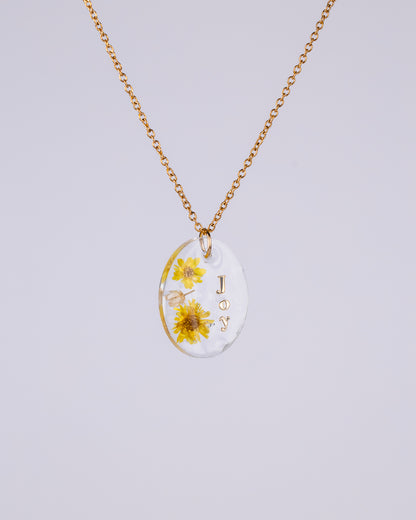 Personalised Gold-Plated “Joy” Necklace with Real Flowers - Necklace - VJ Designs