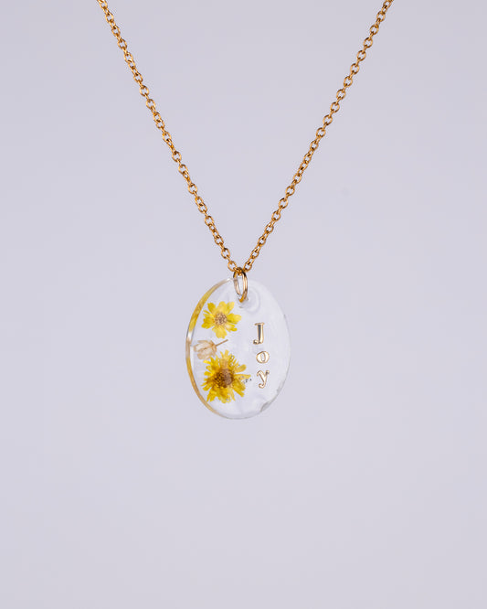 Personalised Gold-Plated “Joy” Necklace with Real Flowers - Necklace - VJ Designs
