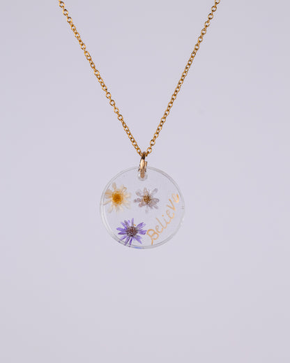 Personalised Gold-Plated Resin Necklace with Real Dried Flowers - VJ Designs