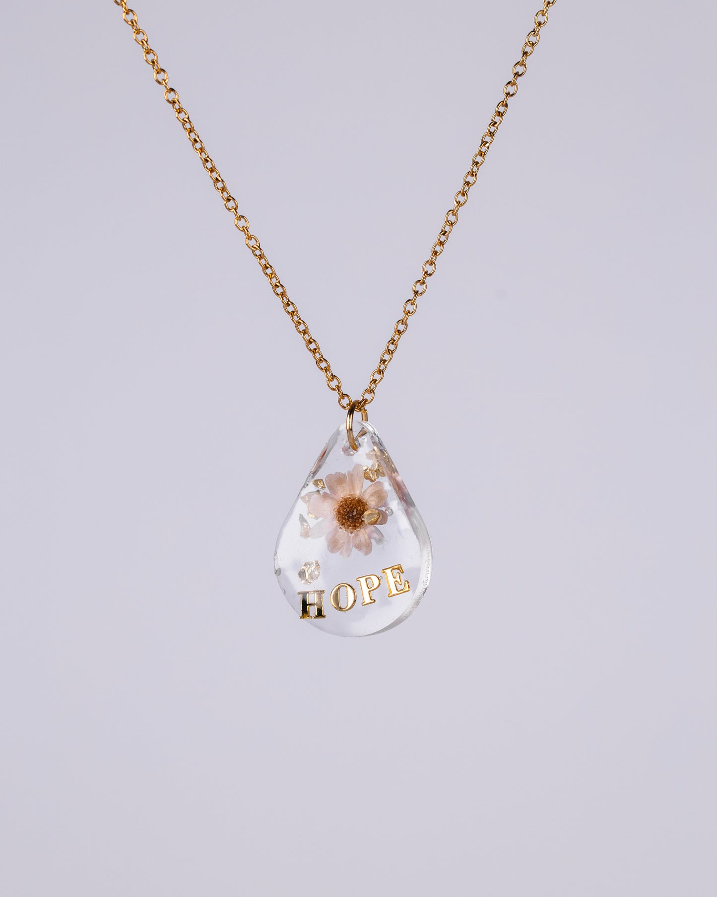 Personalised gold-plated hope floral necklace - Necklace - VJ Designs