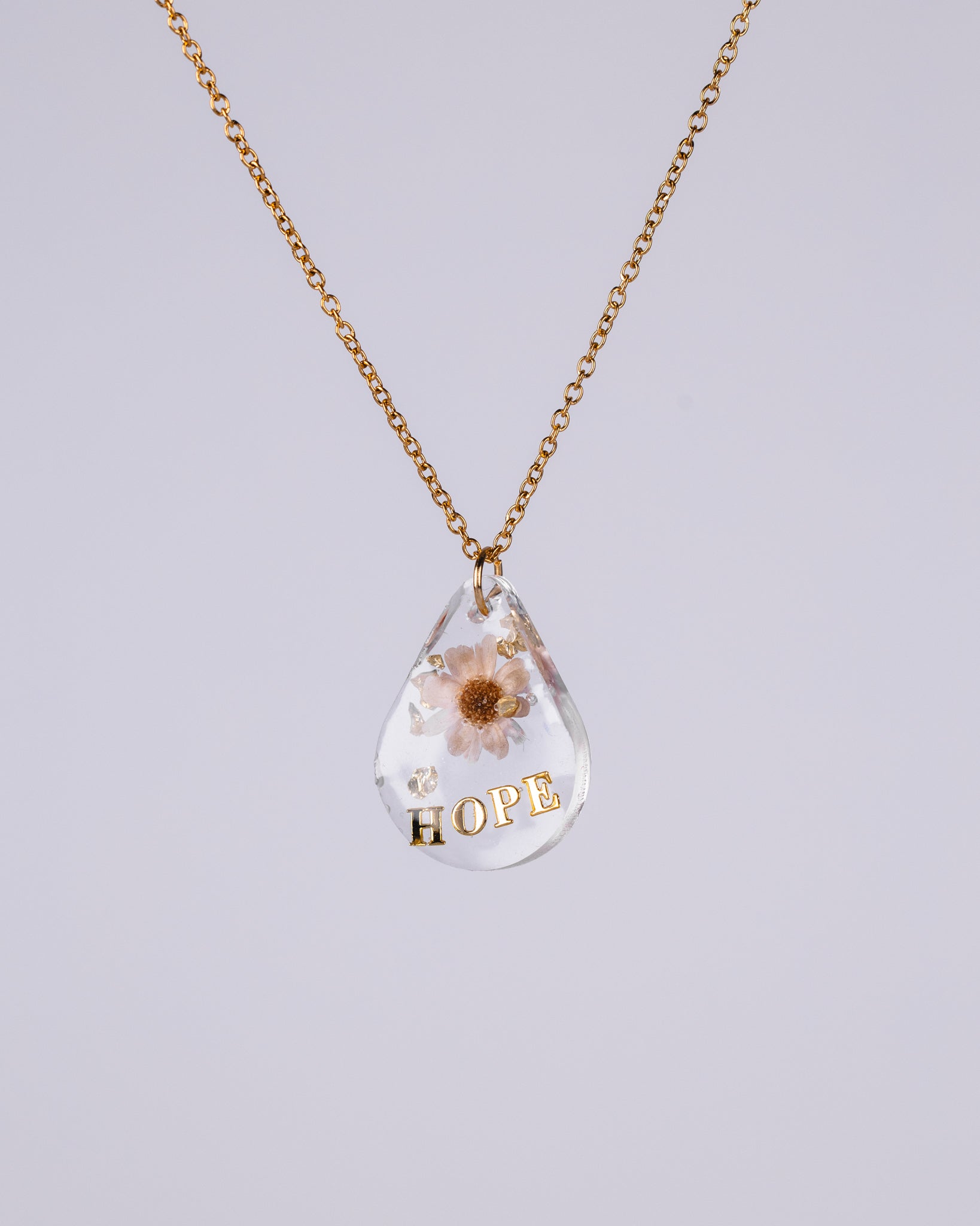 Personalised gold-plated hope floral necklace - Necklace - VJ Designs