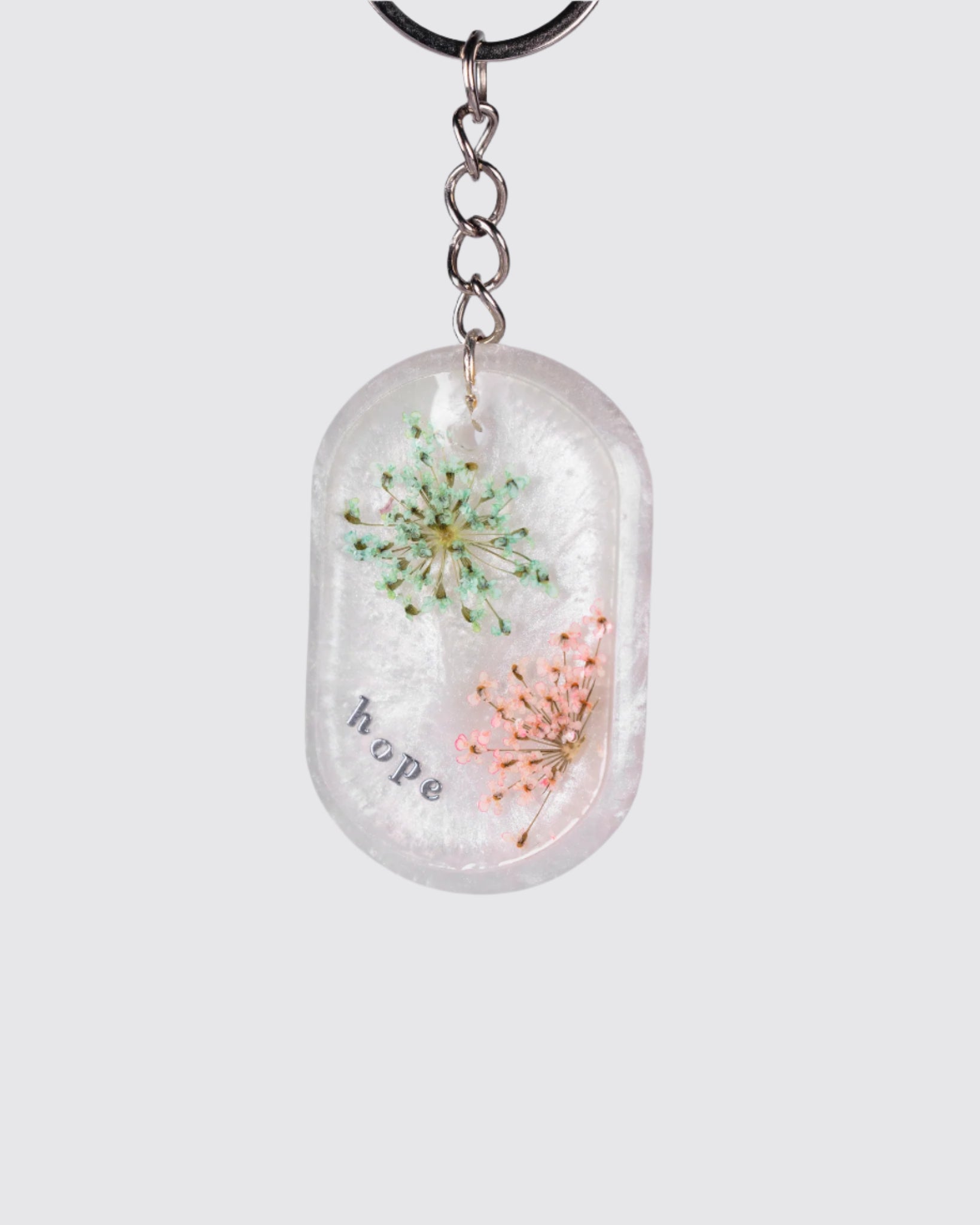 Personalised hand-made clear keychains with vibrant flowers - VJ Designs