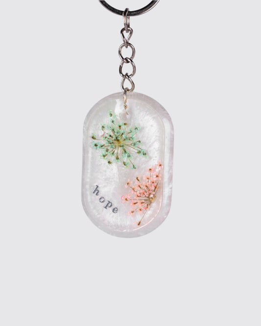 Personalised hand-made clear keychains with vibrant flowers - VJ Designs