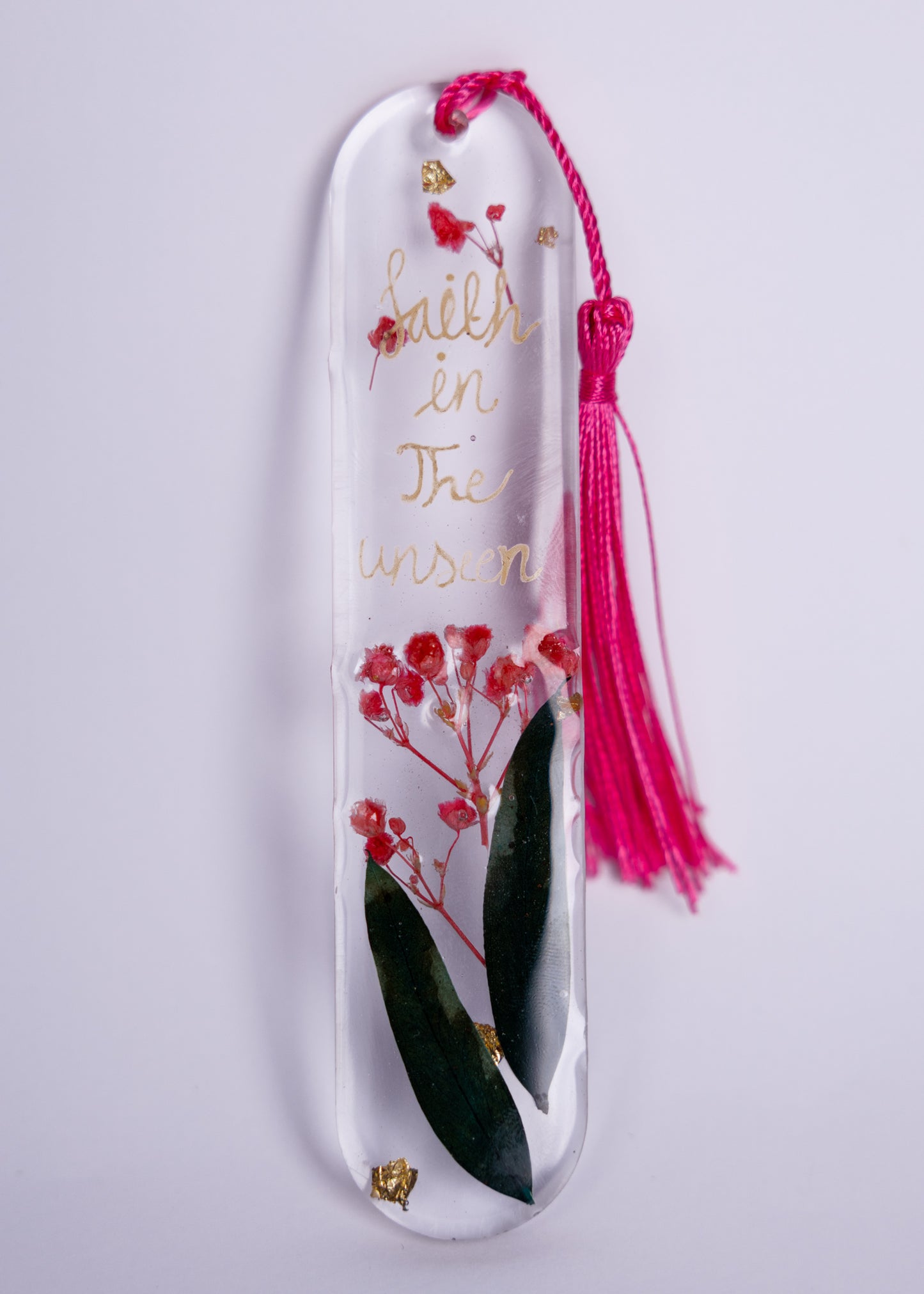 Pink Floral Bookmark with Tassel – Handmade Resin Design - bookmarks - VJ Designs