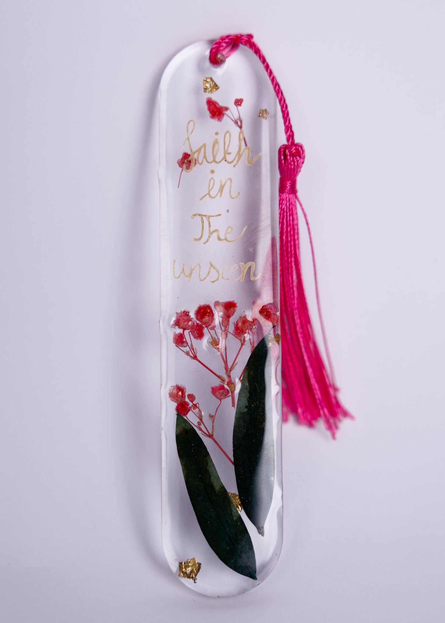 Pink Floral Bookmark with Tassel – Handmade Resin Design - bookmarks - VJ Designs