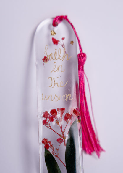 Pink Floral Bookmark with Tassel – Handmade Resin Design - bookmarks - VJ Designs