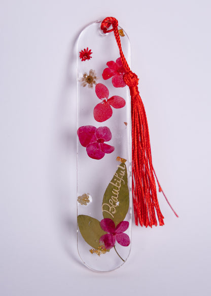 Red Flower Resin Bookmark – Handmade Pressed Floral Gift - bookmarks - VJ Designs