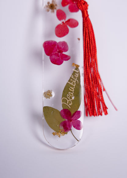 Red Flower Resin Bookmark – Handmade Pressed Floral Gift - bookmarks - VJ Designs