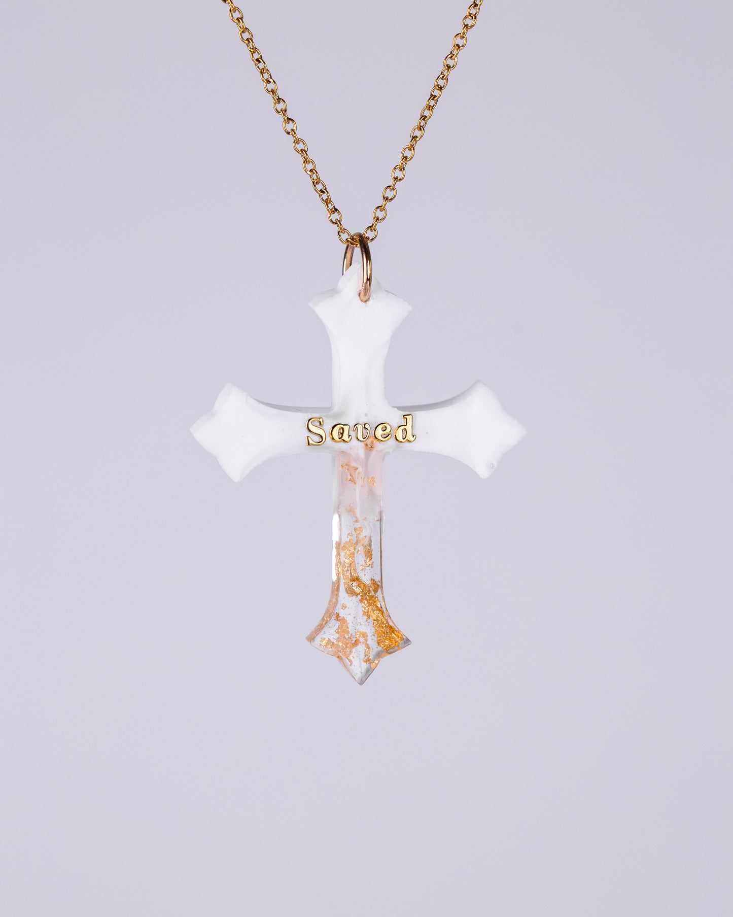Gold-plated handmade White cross necklace - Jewellery set - VJ Designs