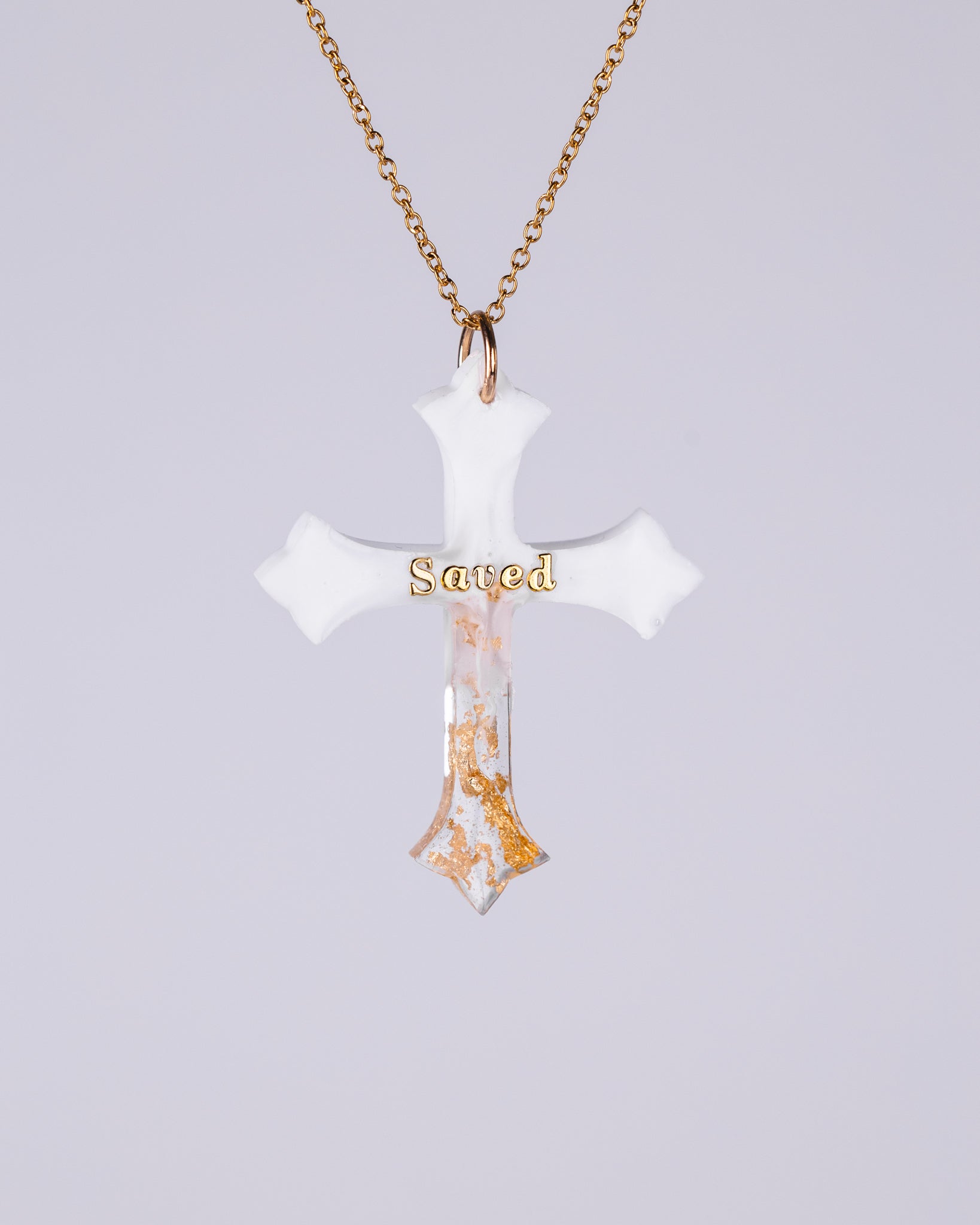 Gold-plated handmade White cross necklace - Jewellery set - VJ Designs