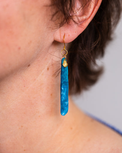 Ocean-Inspired Resin Earrings with Gold seashells – Handcrafted in Australia - Earrings - VJ Designs
