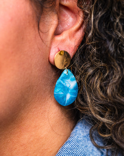 Ocean-Themed Resin Stud Earrings – Minimalist Handmade Design - Earrings - VJ Designs
