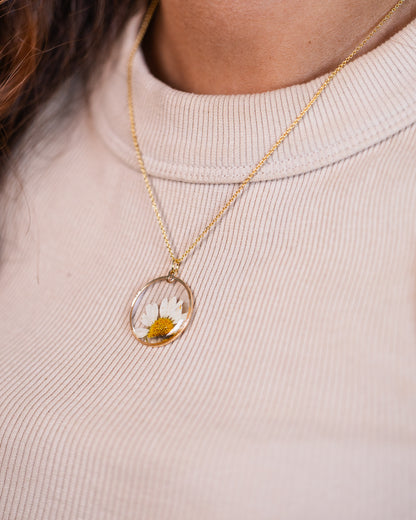 Handmade Gold-Plated Daisy Jewellery Set – Necklace & Earrings - Necklace - VJ Designs