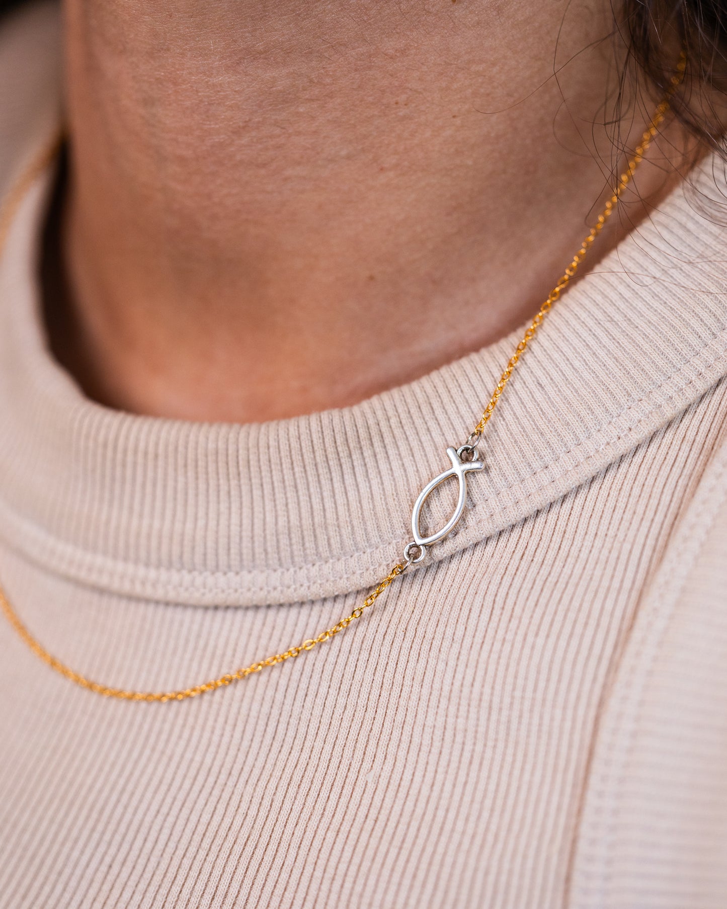 Handmade gold-plated Christian fish necklace - Necklace - VJ Designs