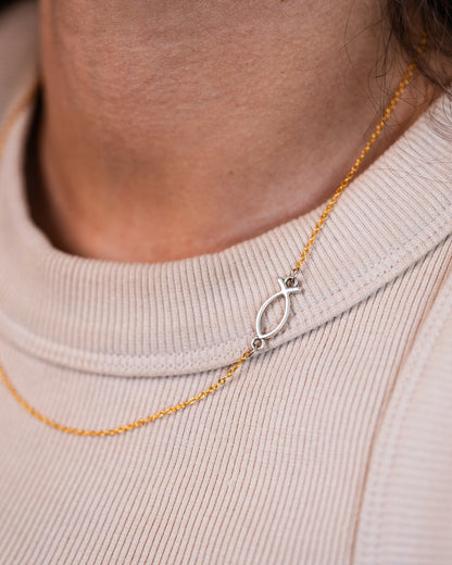Handmade gold-plated Christian fish necklace - Necklace - VJ Designs