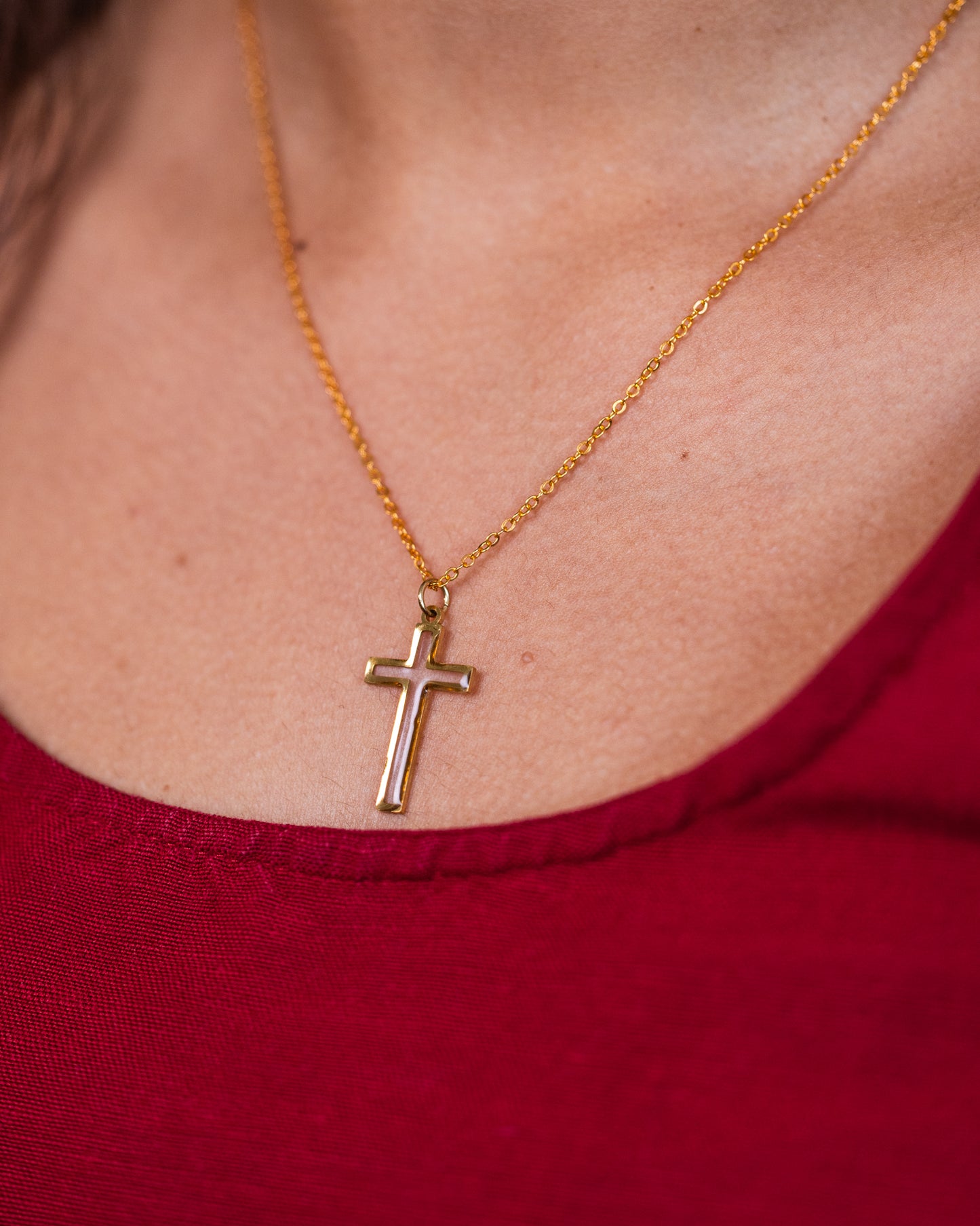 Gold-plated clear cross necklace - Jewellery set - VJ Designs