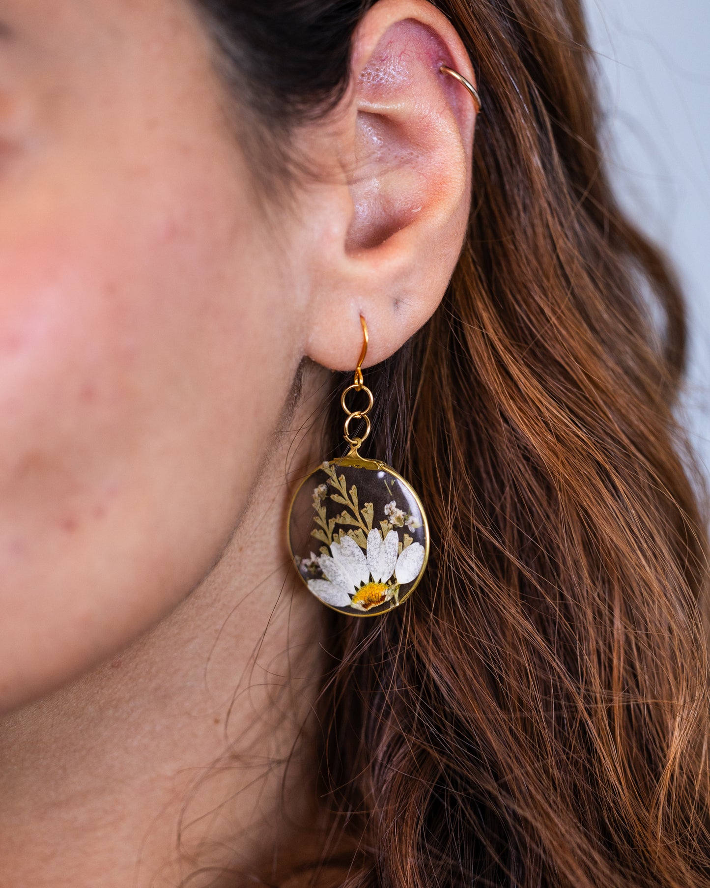 Handmade gold-plated big round daisy earrings - Earrings - VJ Designs
