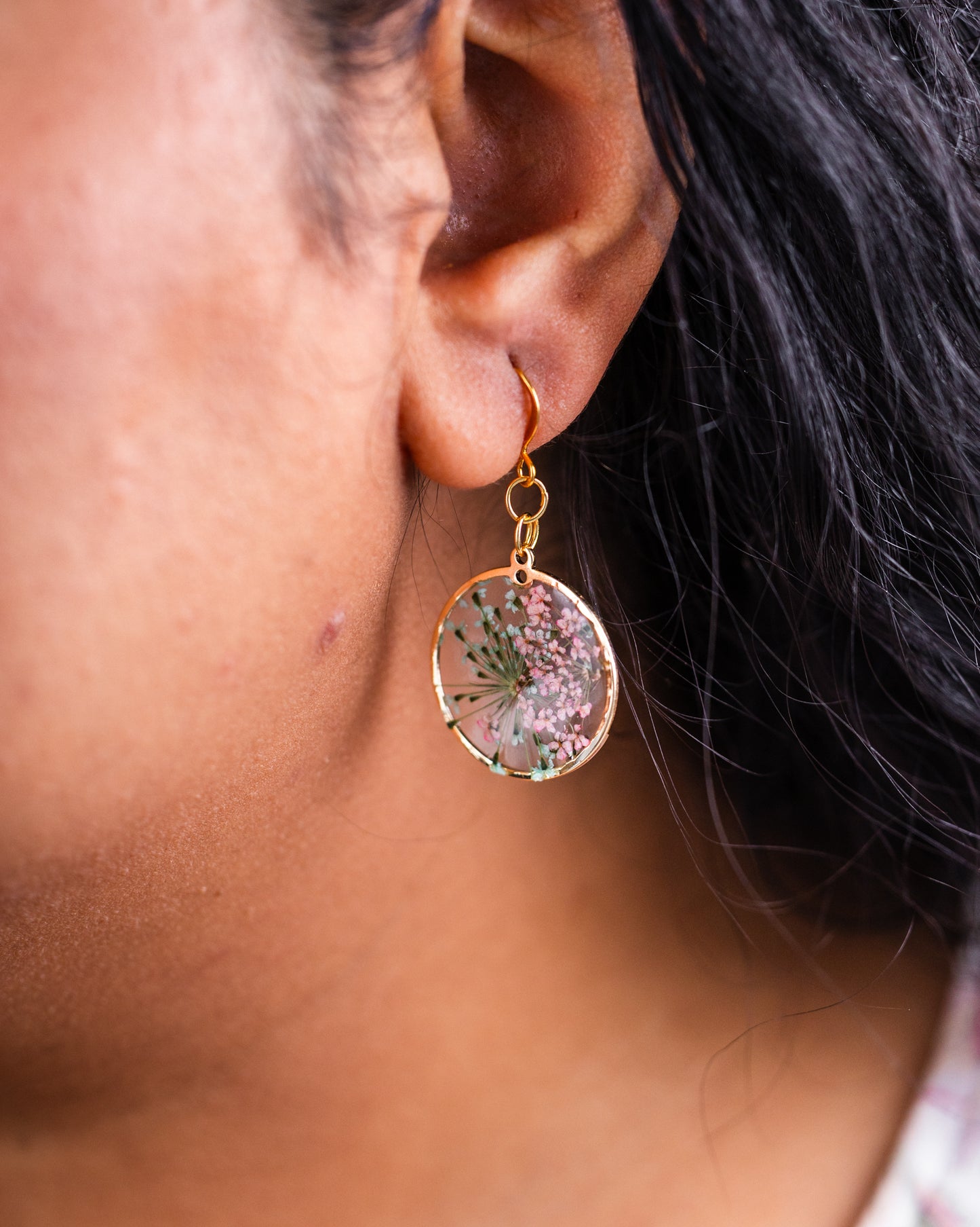 Handmade gold-plated floral earrings - VJ Designs