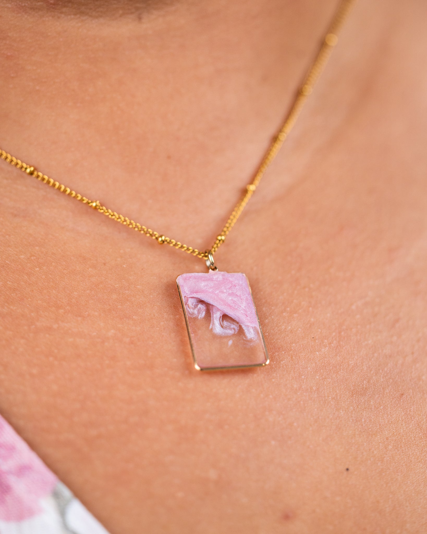 Personalised gold-plated Pink and clear necklace - Necklace - VJ Designs