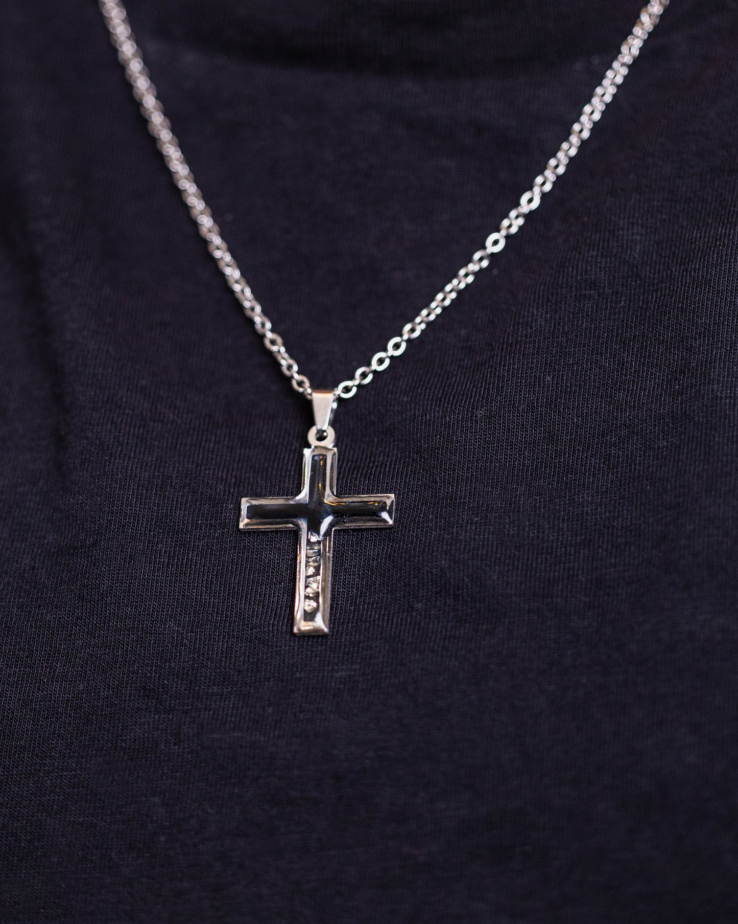 Black stainless steal cross necklace for men - Jewellery set - VJ Designs