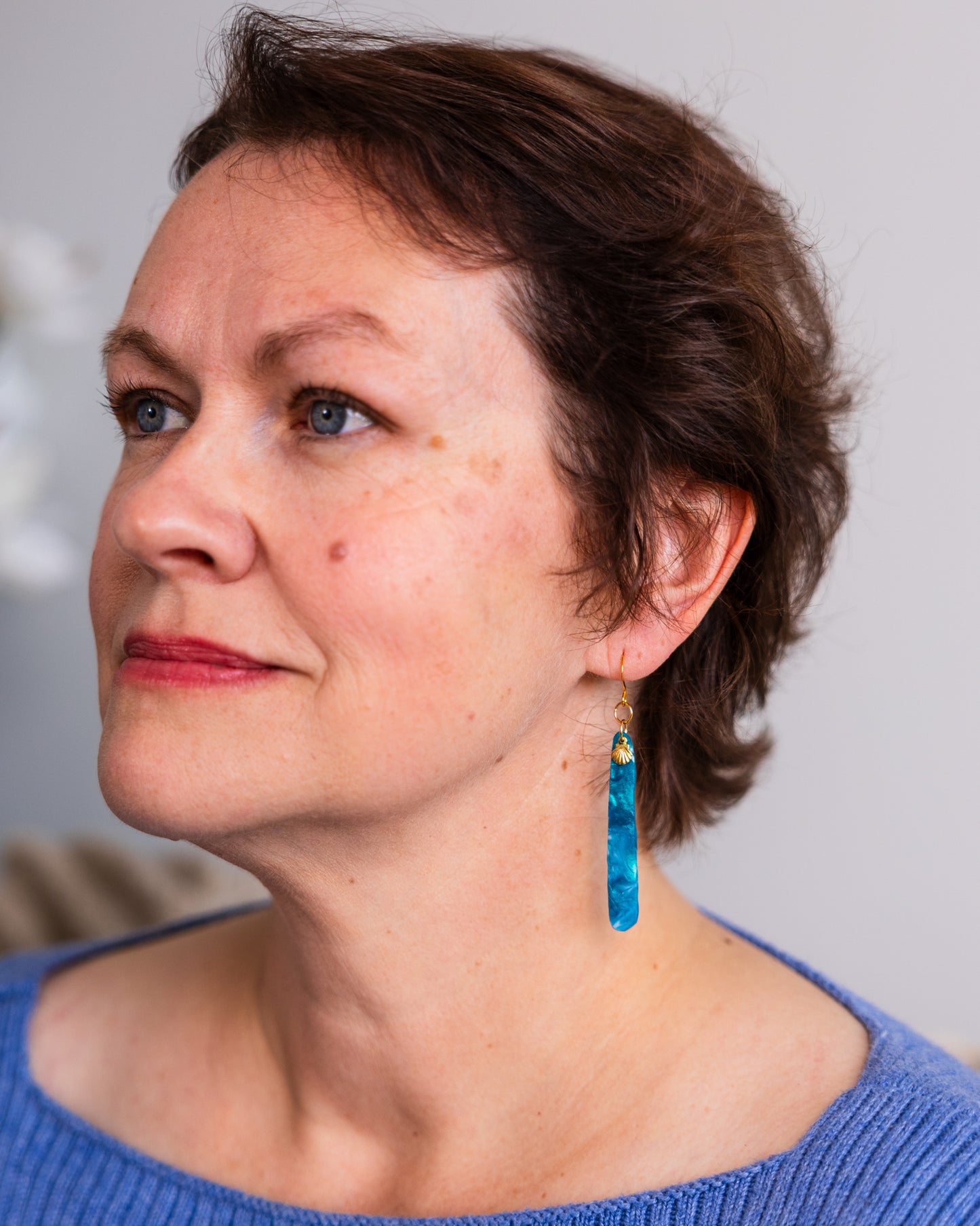 Ocean-Inspired Resin Earrings with Gold seashells – Handcrafted in Australia - Earrings - VJ Designs